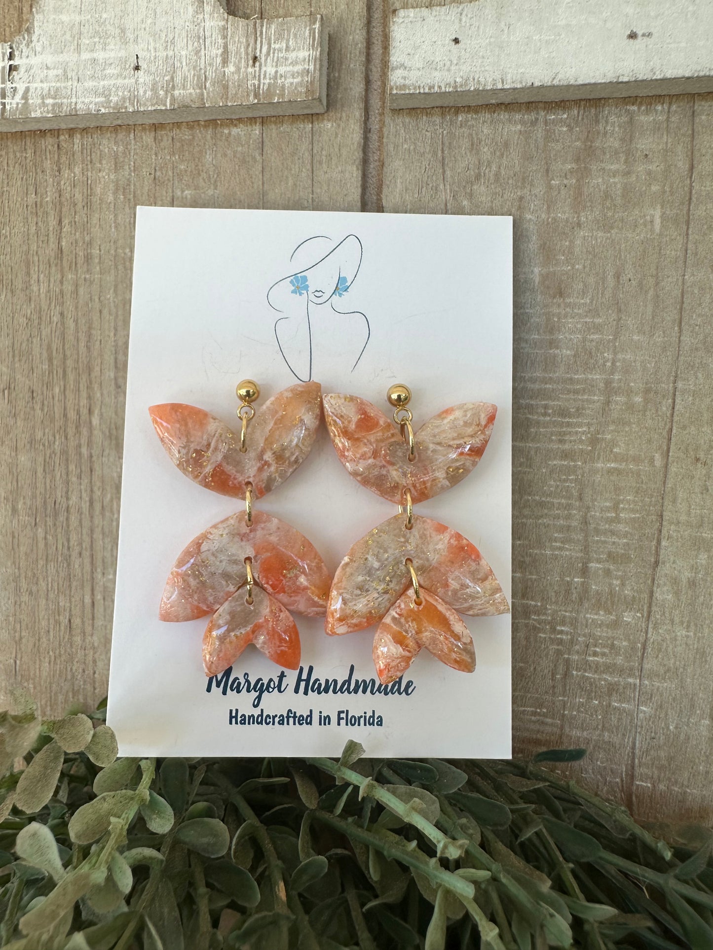 Marble Fall Leaf Earrings