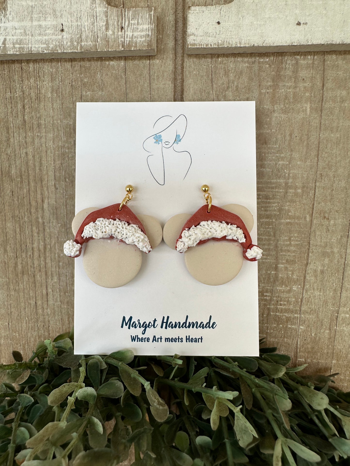 Mouse Santa Hat Earrings