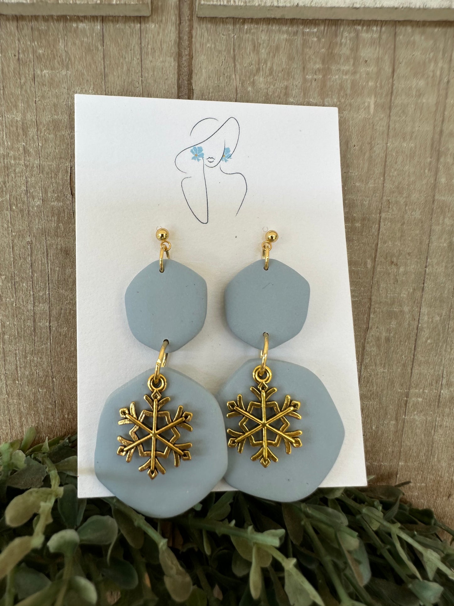 Harper Earrings with Gold Plated Snowflakes